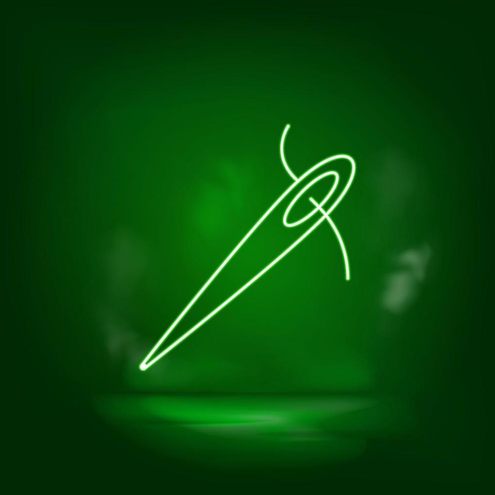 feito â mão, agulha verde néon ícone - vetor. vetor