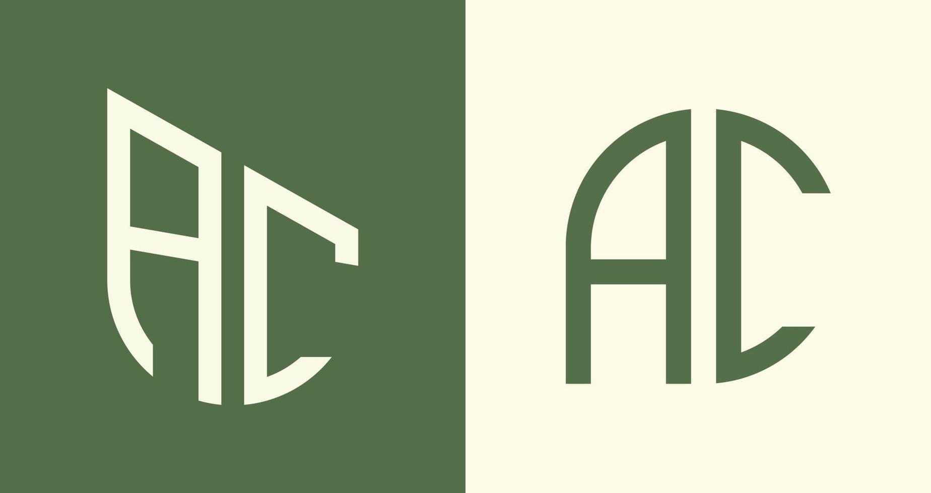 letras iniciais simples criativas pacote de designs de logotipo ac. vetor