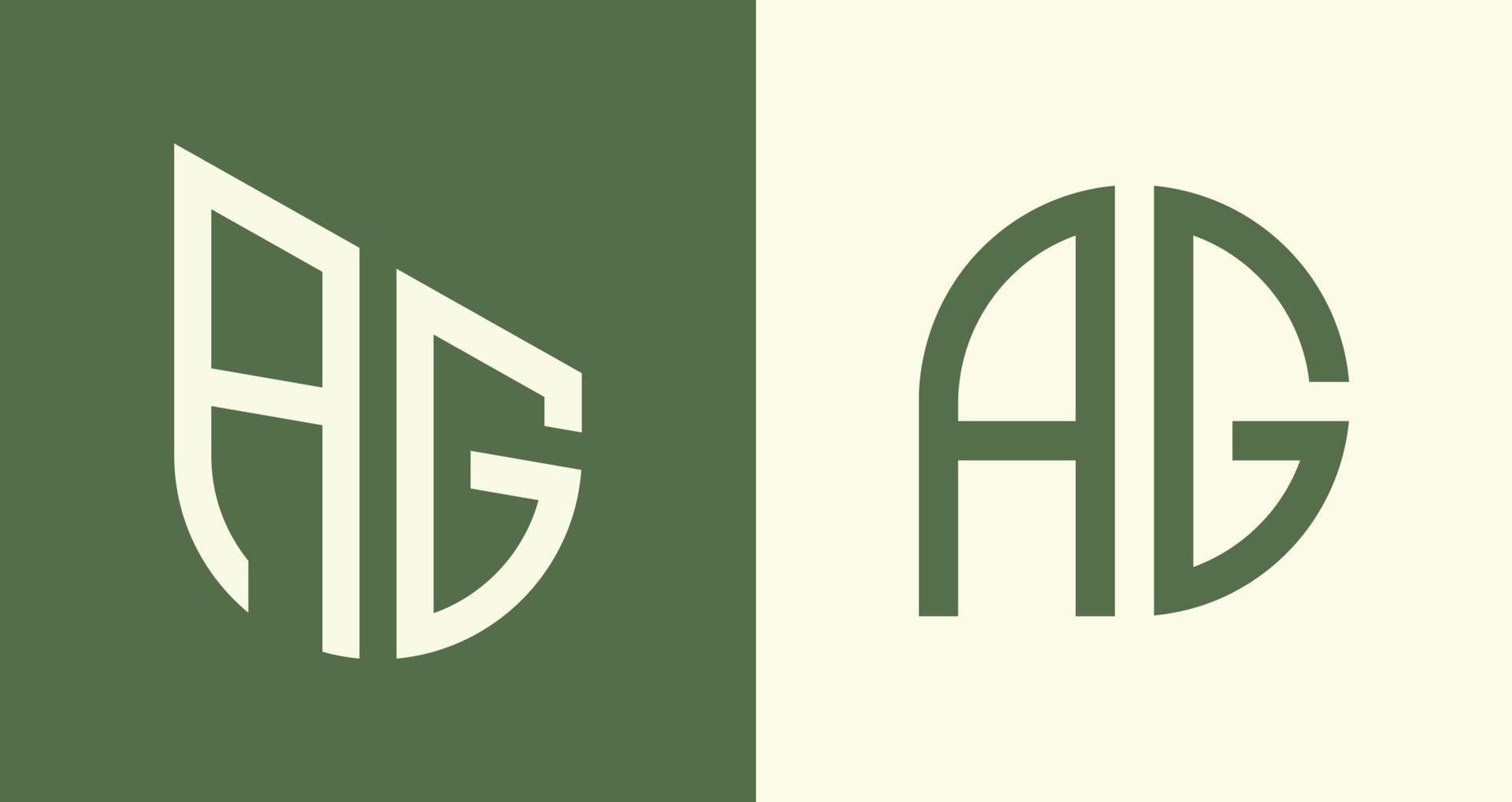 pacote de designs de logotipo ag de letras iniciais simples criativas. vetor