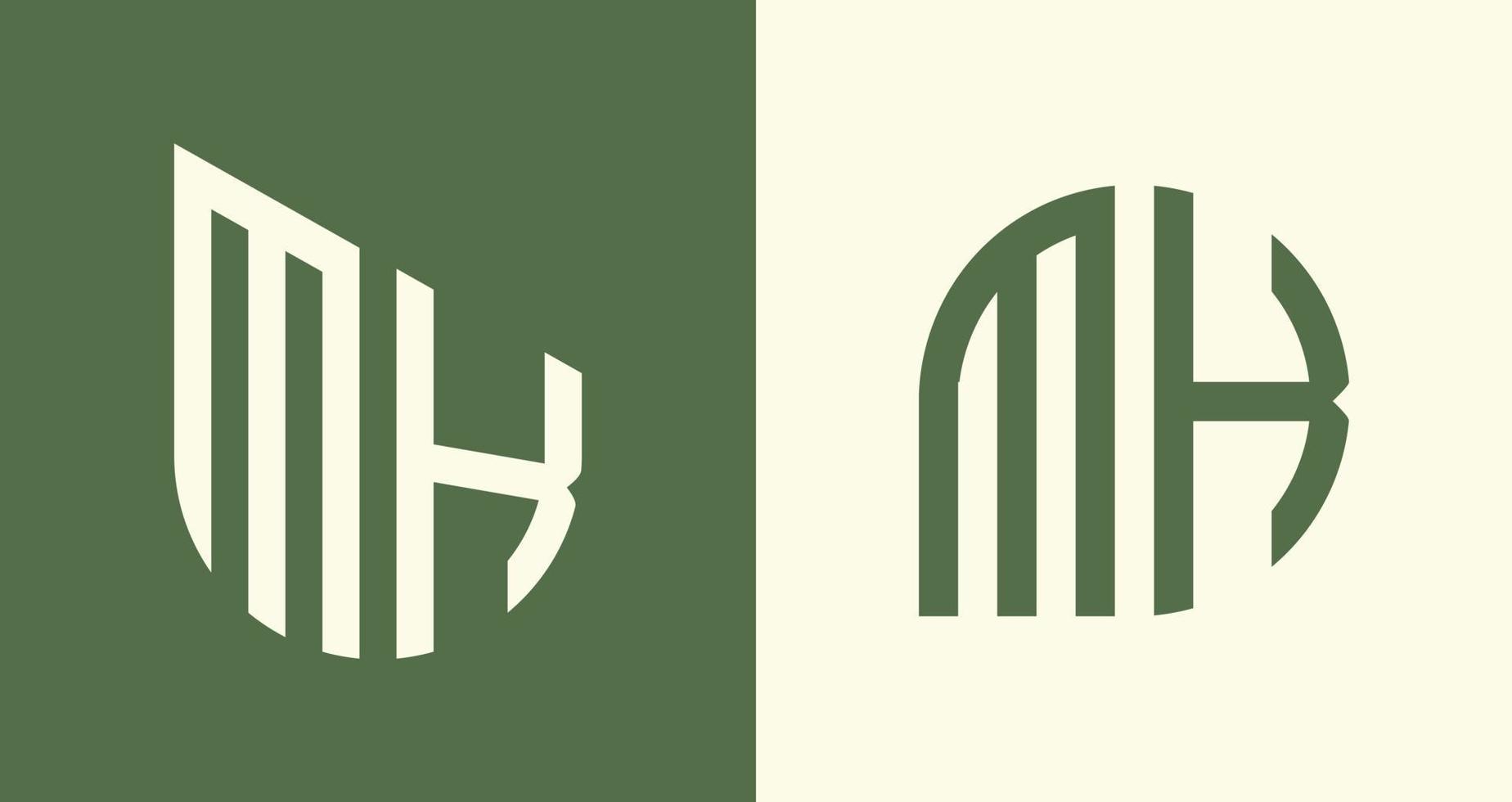 pacote de designs de logotipo mk de letras iniciais simples criativas. vetor