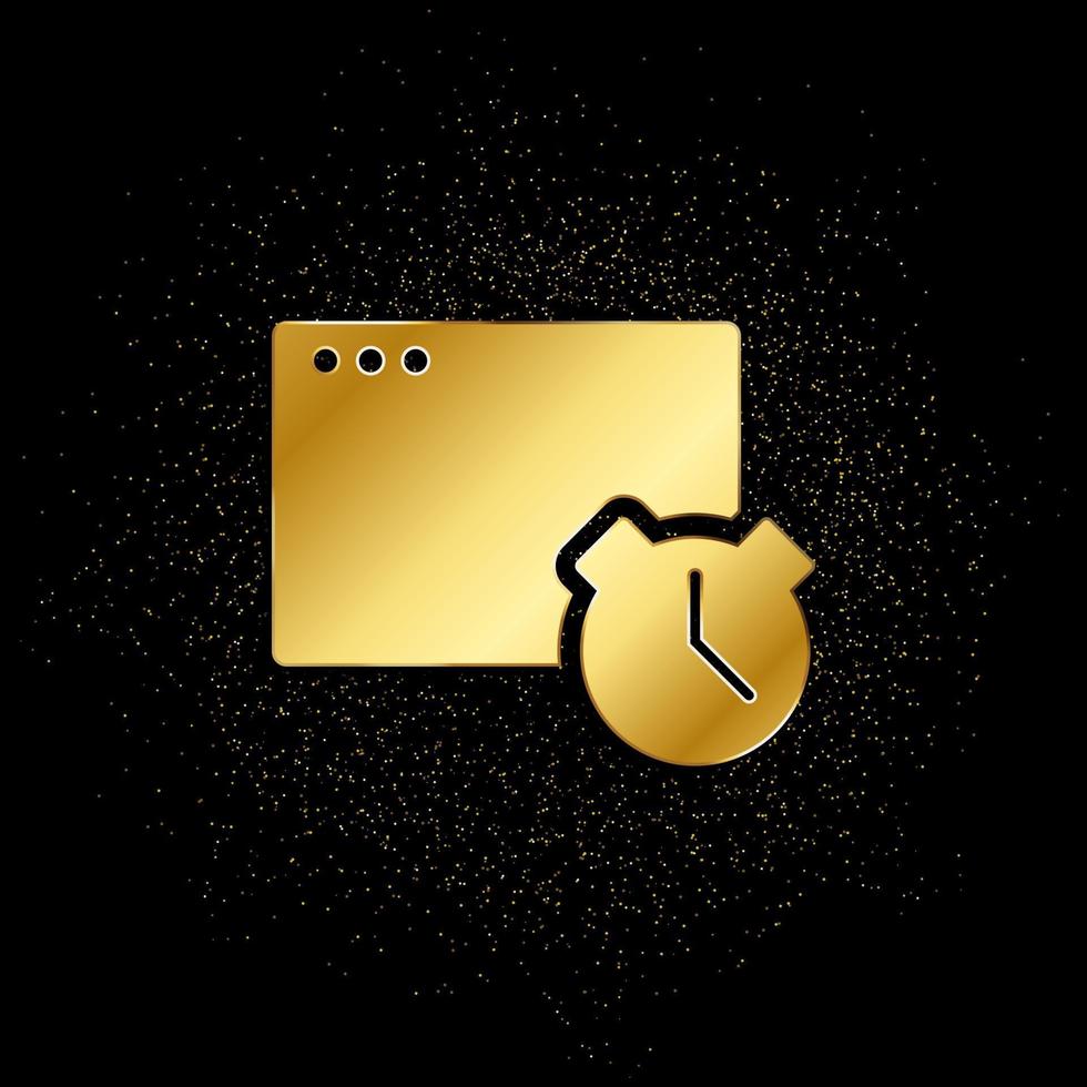 negócios, relógio, otimização ouro ícone. vetor ilustração do dourado partícula fundo. ouro ícone