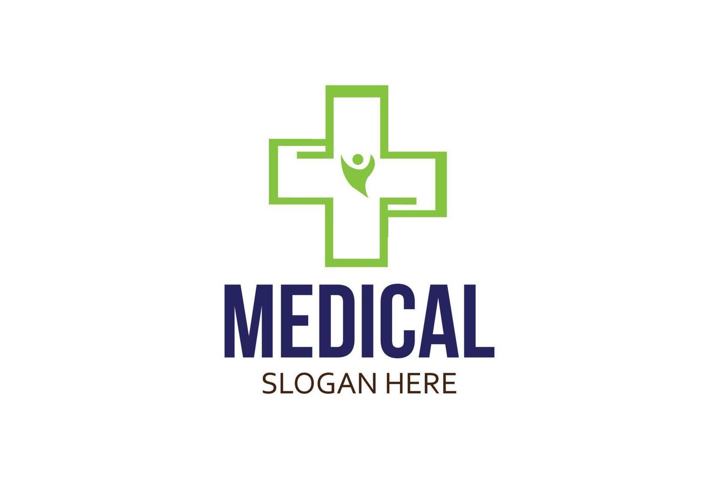 médico saúde Cuidado moderno minimalista logotipo. médico clínica logotipo Projeto modelo. hospital, diagnóstico logotipo vetor