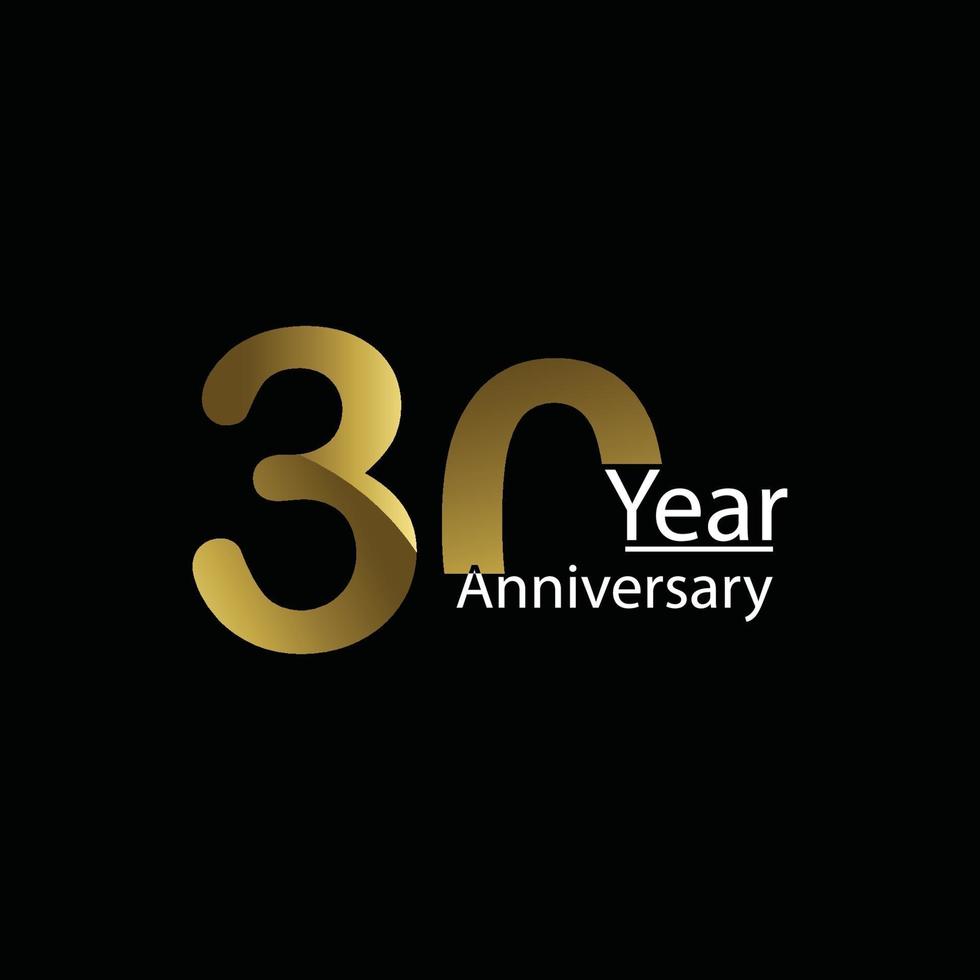 Modelo de design de celebração de aniversário de 30 anos. balão dourado witt ouro brilha confete. fundo preto. estilo realista. ilustração vetorial. vetor