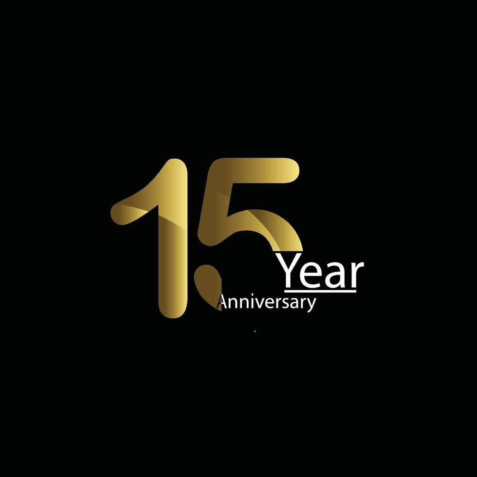 Modelo de design de celebração de aniversário de 15 anos. balão dourado witt ouro brilha confete. fundo preto. estilo realista. ilustração vetorial. vetor