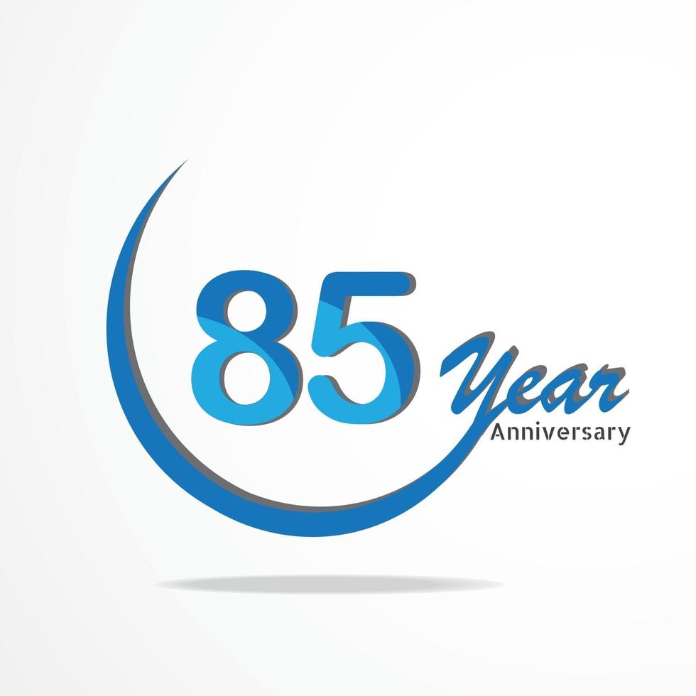 Tipo de logotipo de comemoração de aniversário de 85 anos de cor azul e vermelho, logotipo de aniversário em fundo branco vetor
