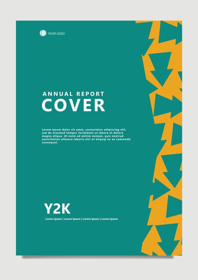 verde colori anual relatório Projeto com seta padronizar. adequado para escritório, escola, empresa, organização, e governo. vetor