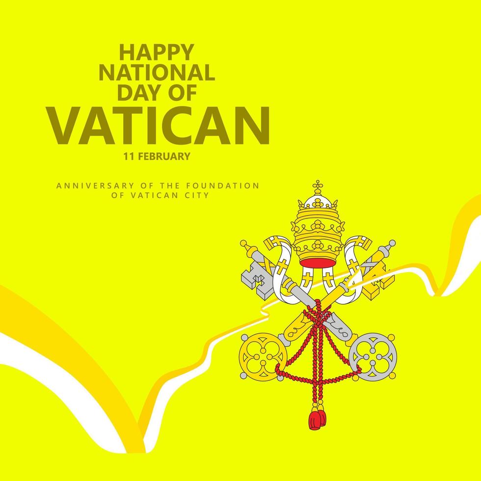 Vaticano nacional dia comemorado Sediada em a dia do Fundação do a Vaticano cidade vetor ilustração com uma grandes bandeira e nacional casaco do braços. a piedosos Vejo ou papal Estado ilustração.