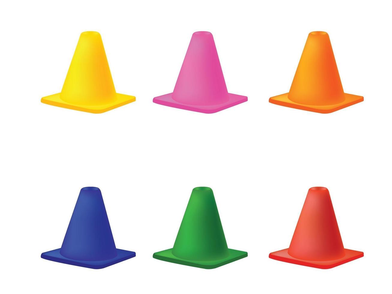conjunto colorido de cones de trânsito vetor