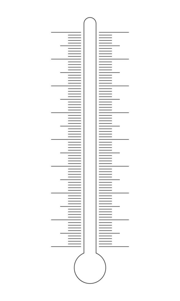 vertical termômetro escala com vidro tubo silhueta. gráfico modelo para clima meteorológico medindo temperatura ferramenta vetor