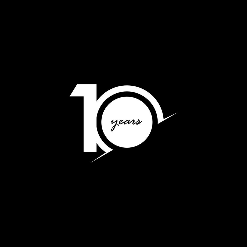10 anos de comemoração de aniversário número branco e preto ilustração vetorial de design de modelo vetor