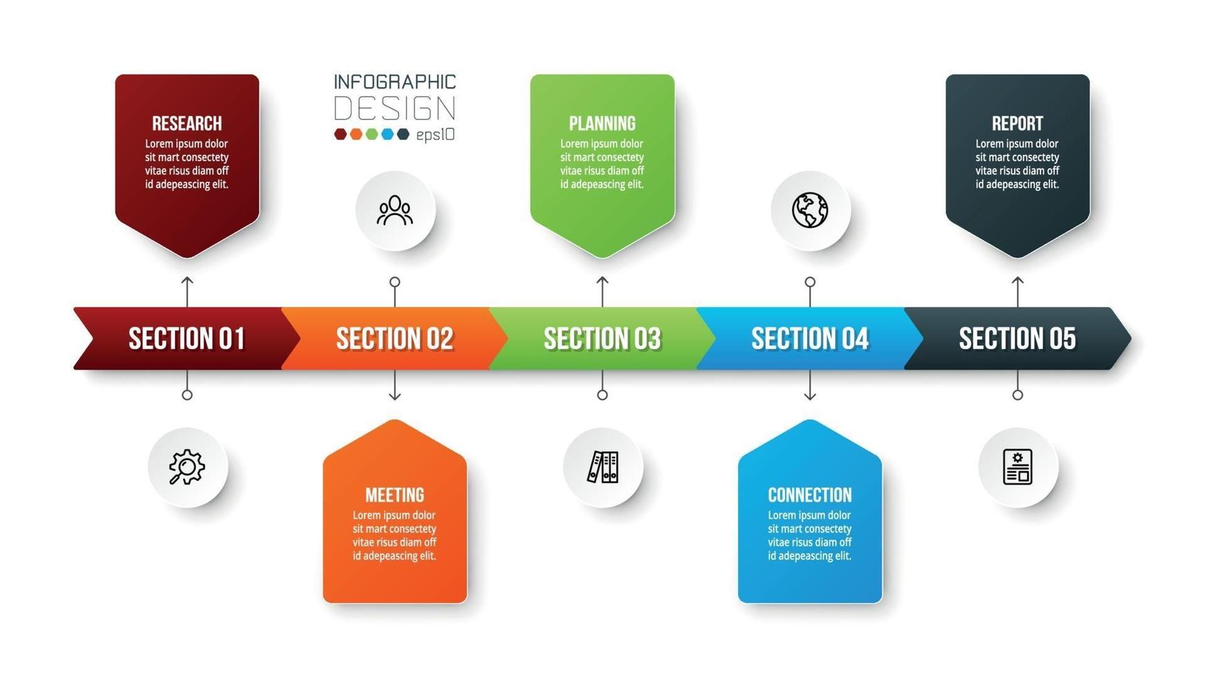 modelo de infográfico de negócios de gráfico de linha do tempo. vetor