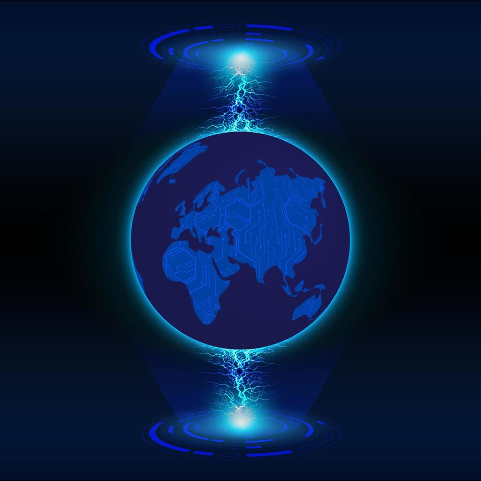 globo holográfico moderno em fundo de tecnologia vetor