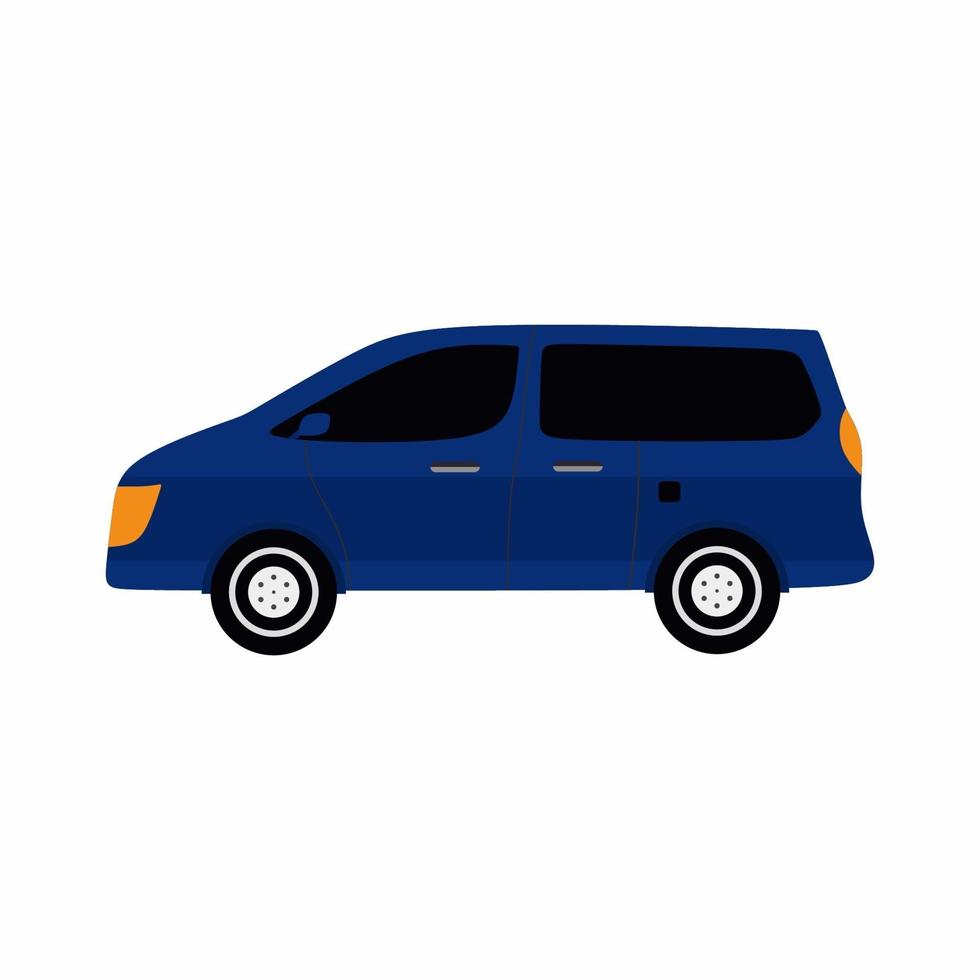 carro azul isolado no fundo branco. veículos crossover em estilo cartoon colorido. conceito de transporte da cidade. ilustração de desenho vetorial simplificado de carro familiar vetor