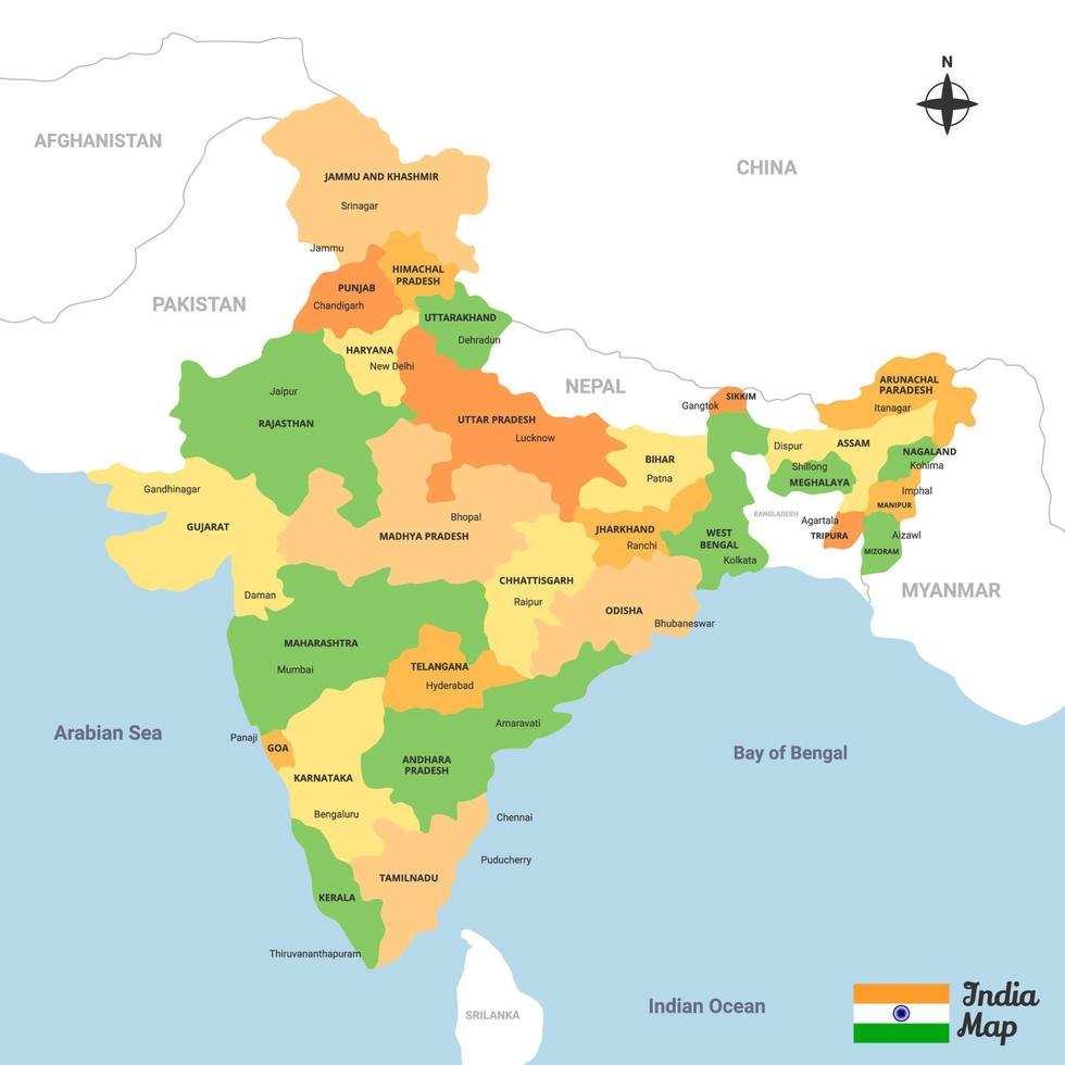 Índia país mapa conceito vetor