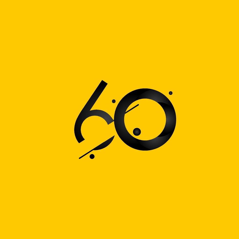 60 anos de celebração de aniversário gradiente número amarelo ilustração de design de modelo de vetor