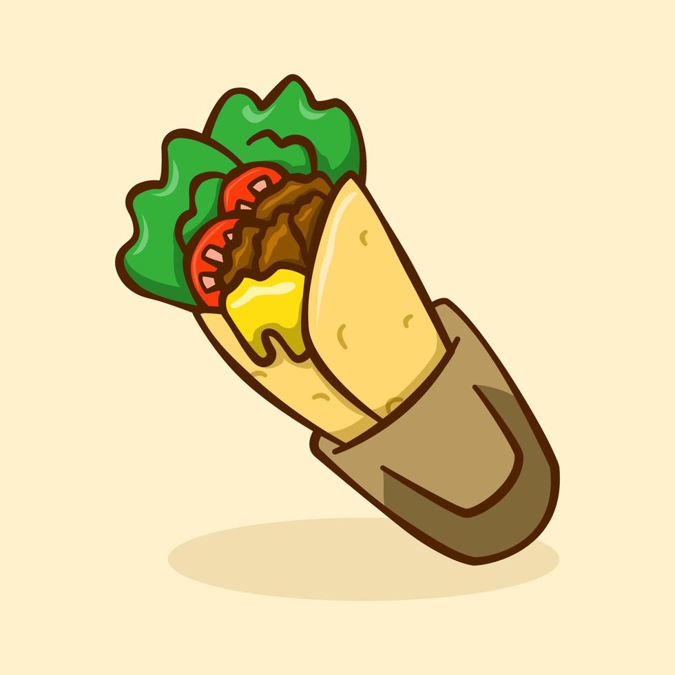 Kebab ilustração conceito dentro desenho animado estilo vetor