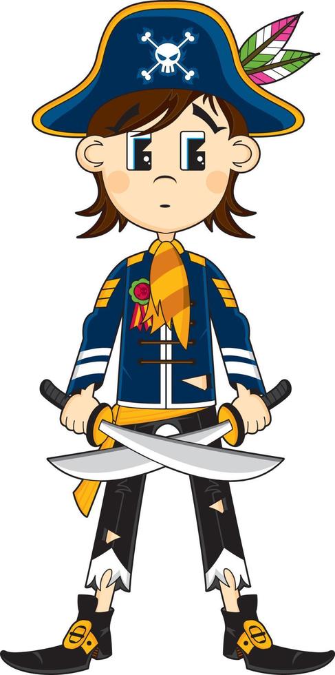 fofa desenho animado fanfarrão pirata capitão personagem vetor