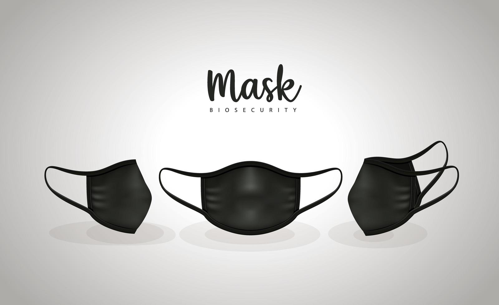 design de vetor de máscaras médicas pretas