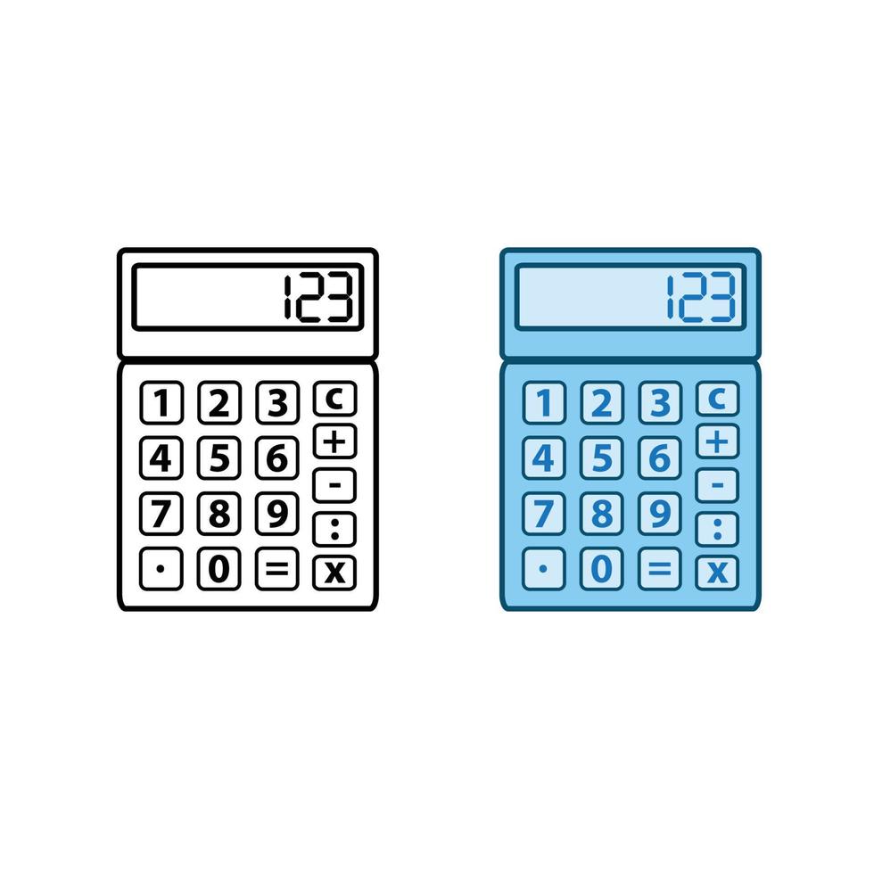 calculadora logotipo ícone ilustração colorida e esboço vetor