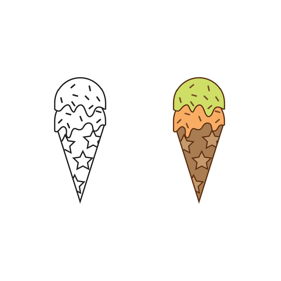 gelo creme logotipo ícone ilustração colorida e esboço vetor