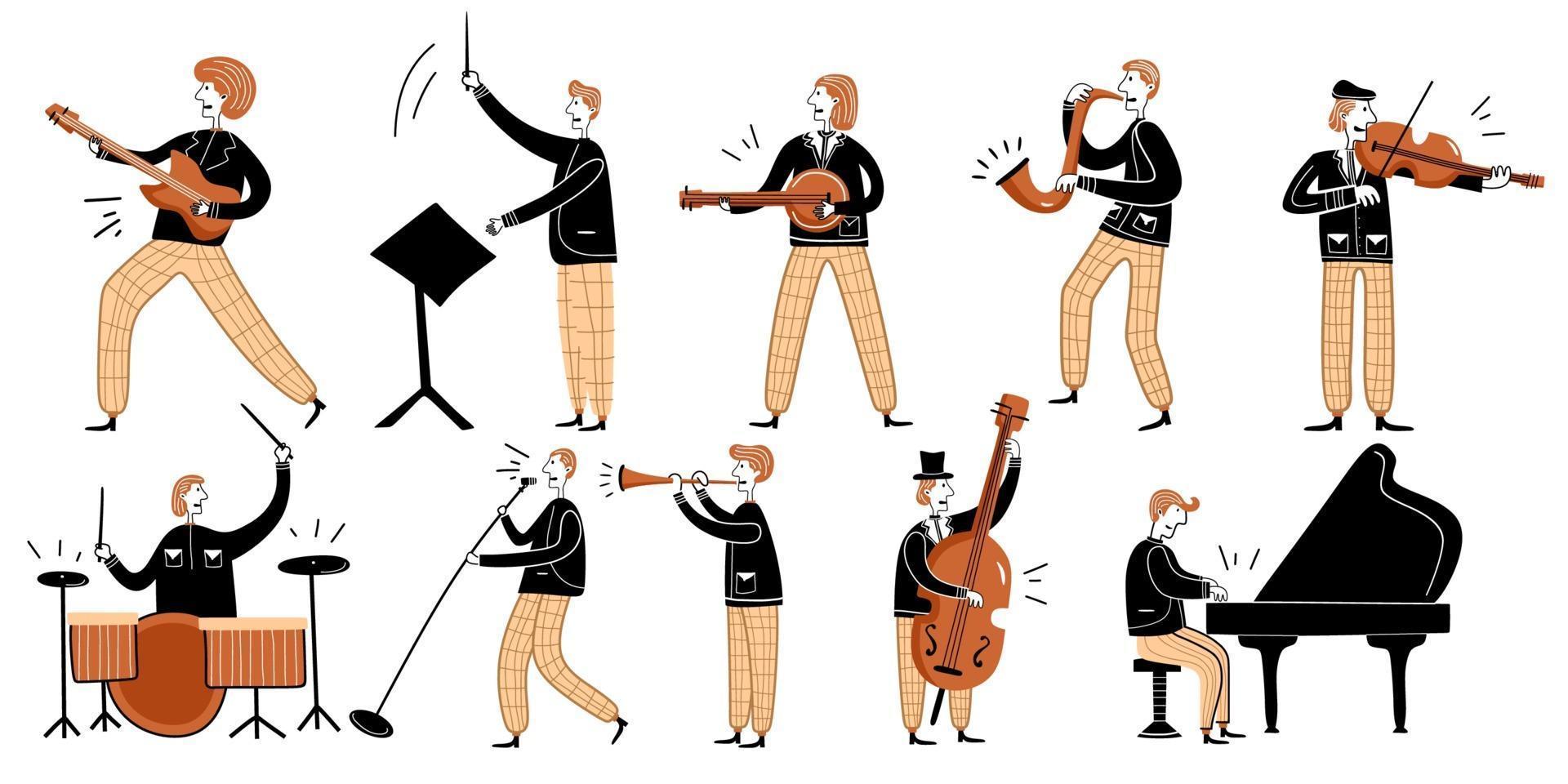 ilustração em vetor personagem de desenho animado festival de música jazz.