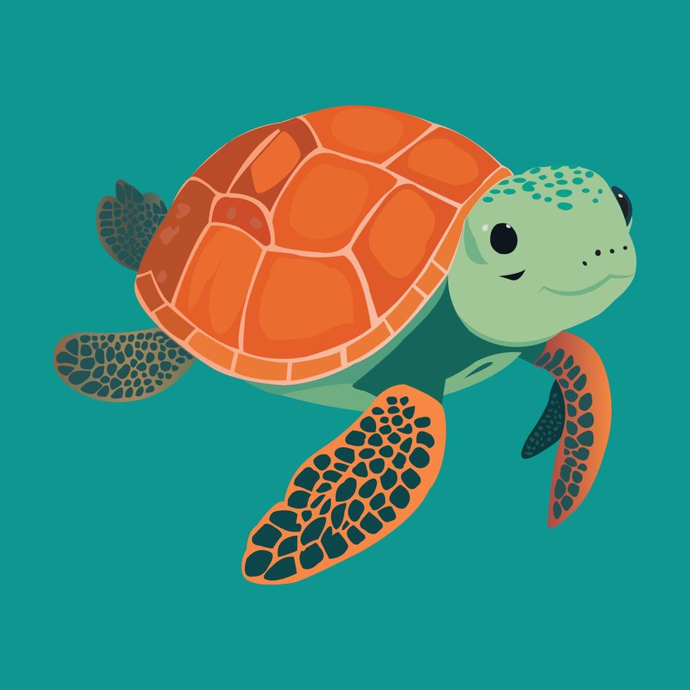 colorida pequeno fofa tartaruga natação vetor
