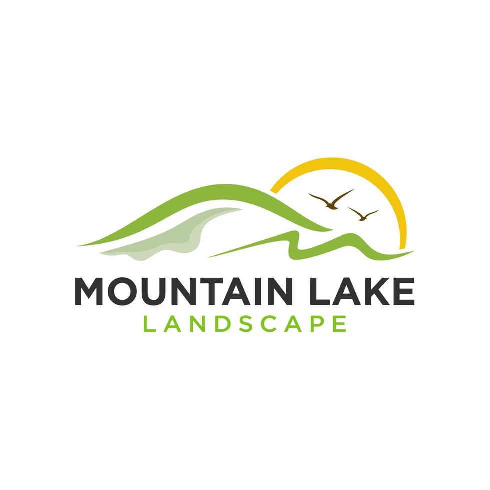 montanha lago logotipo natureza panorama estoque vetor