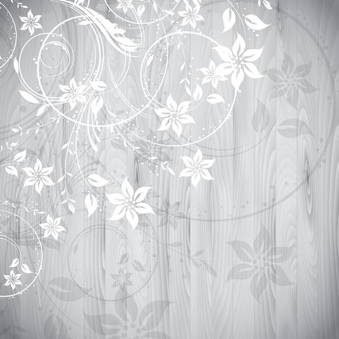 Design floral em fundo de madeira vetor