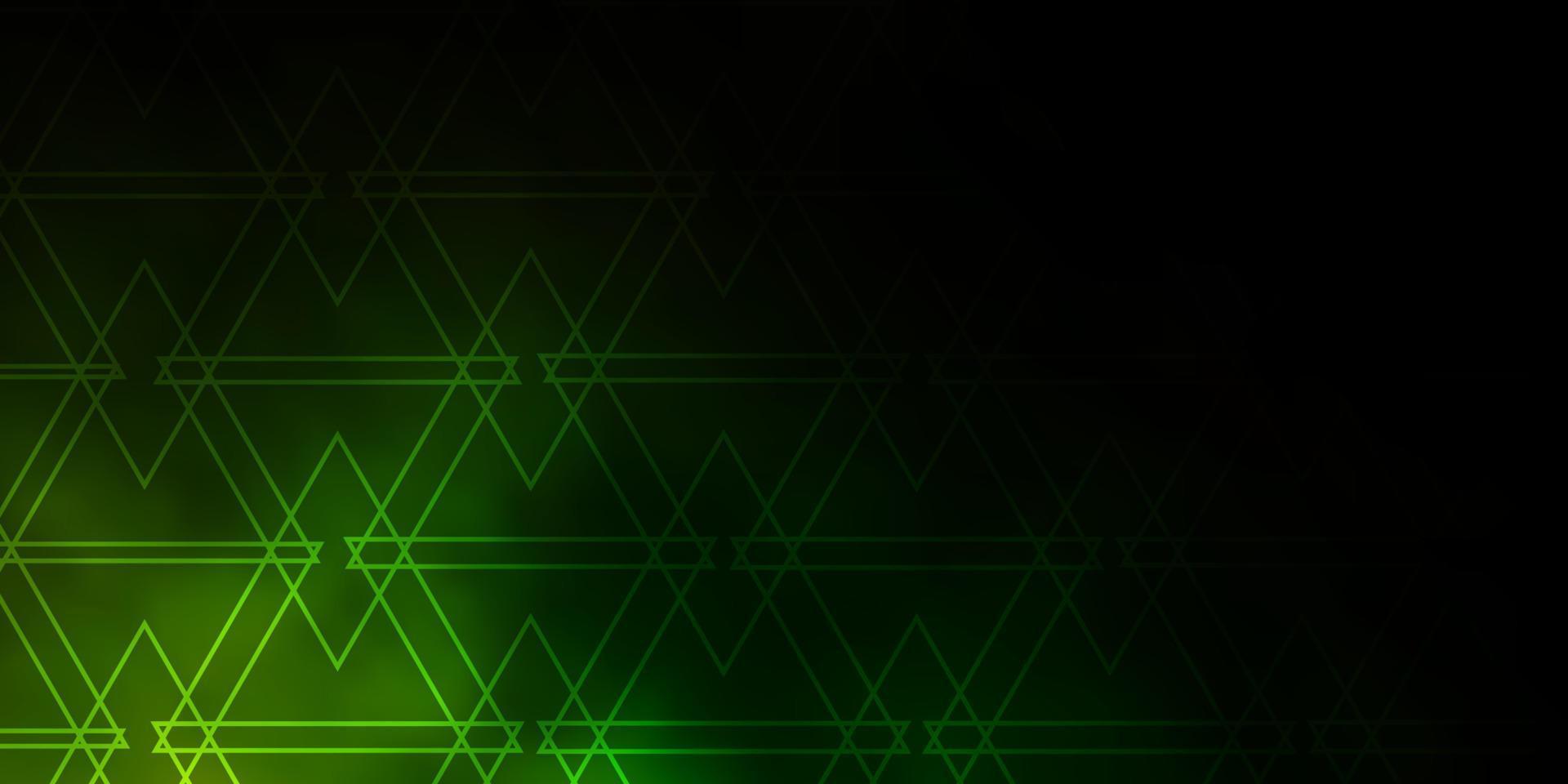 pano de fundo vector verde e amarelo escuro com linhas, triângulos.