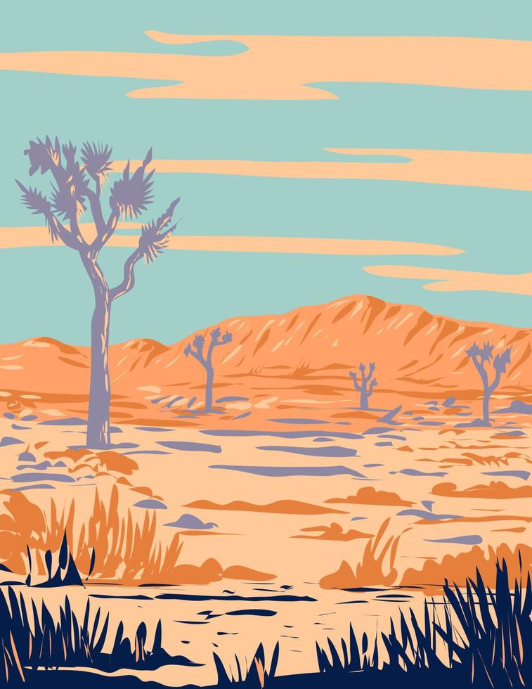 Joshua árvore nacional parque dentro mojave deserto Califórnia durante verão wpa poster arte vetor