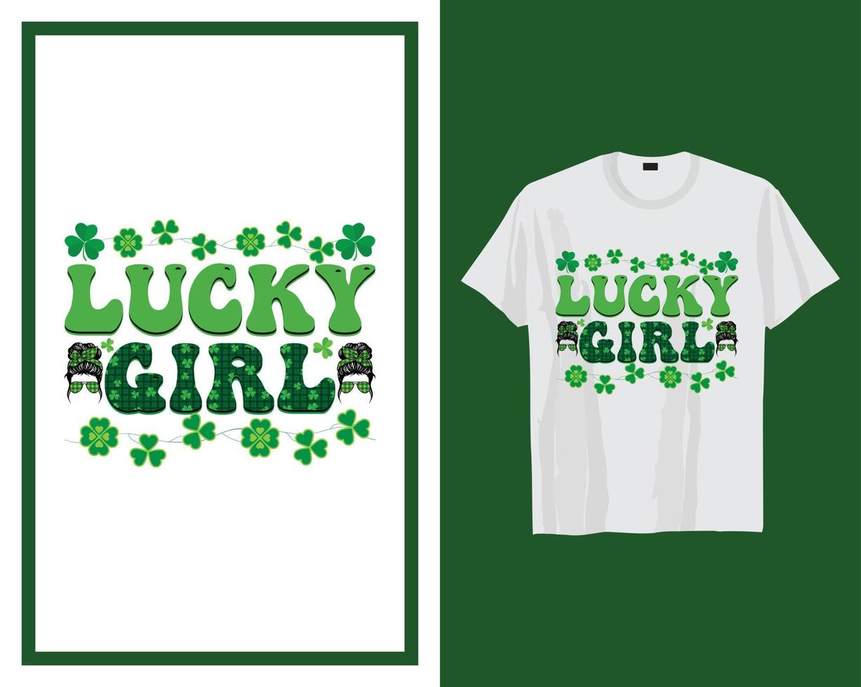 por sorte menina st patrick's dia t camisa tipografia Projeto vetor ilustração