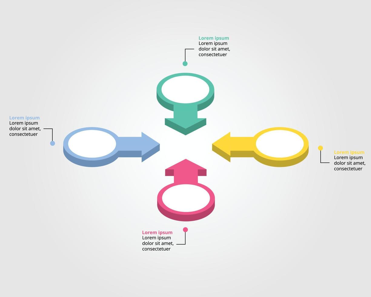 modelo de seta para infográfico para apresentação de 4 elementos vetor