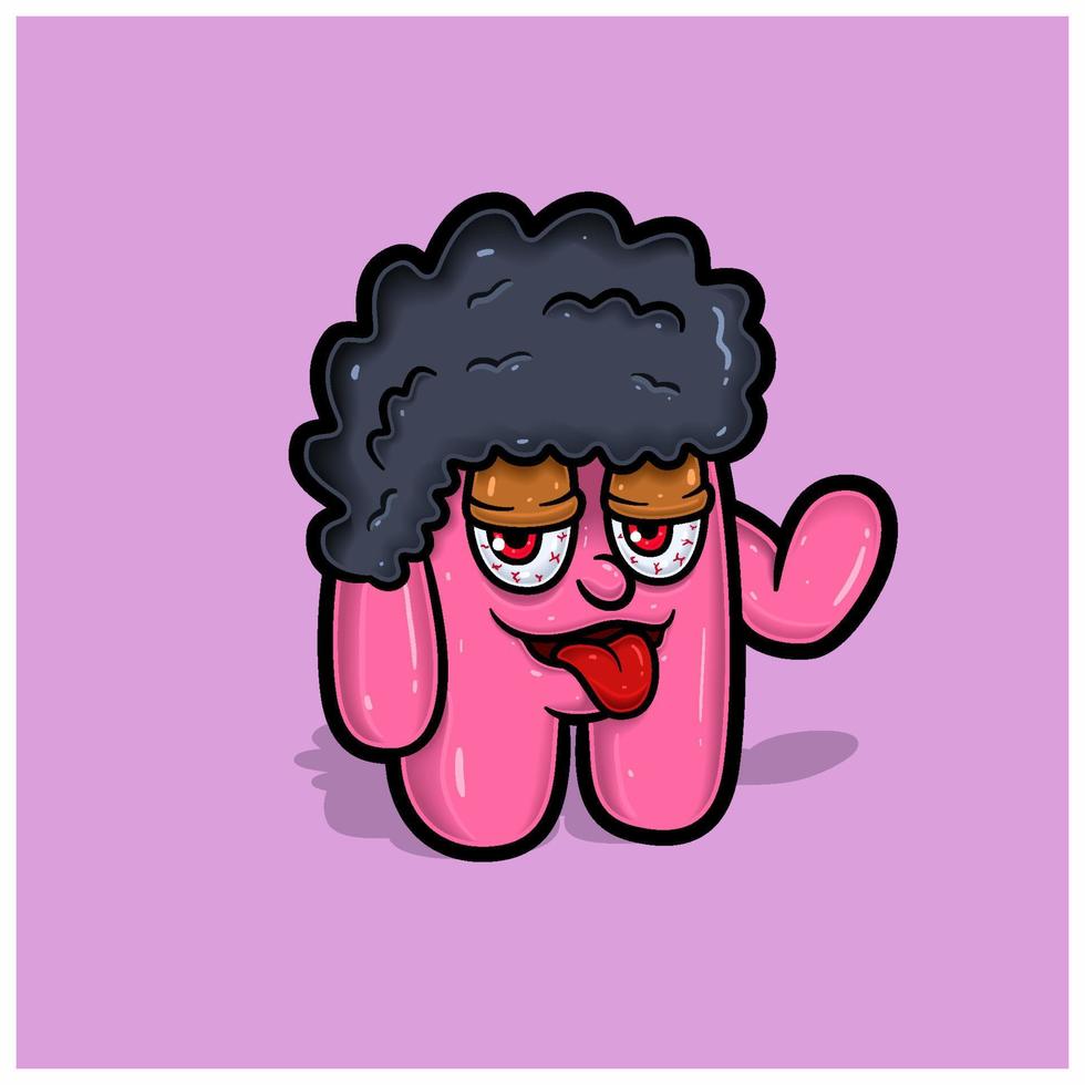 monstro Rosa Chiclete personagens desenho animado. vetor