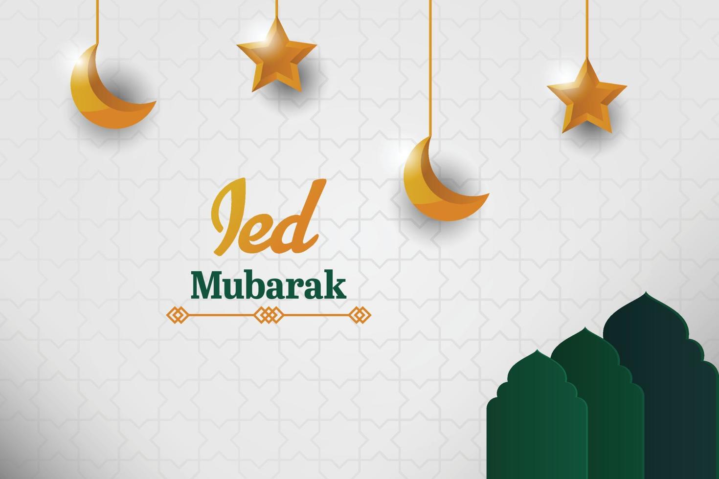 ied Mubarak simples mesquita verde lua vetor