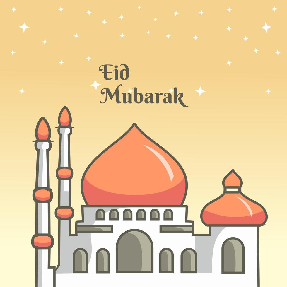 Ramadã kareem poster Projeto com laranja abobadado branco mesquita desenho animado estilo vetor