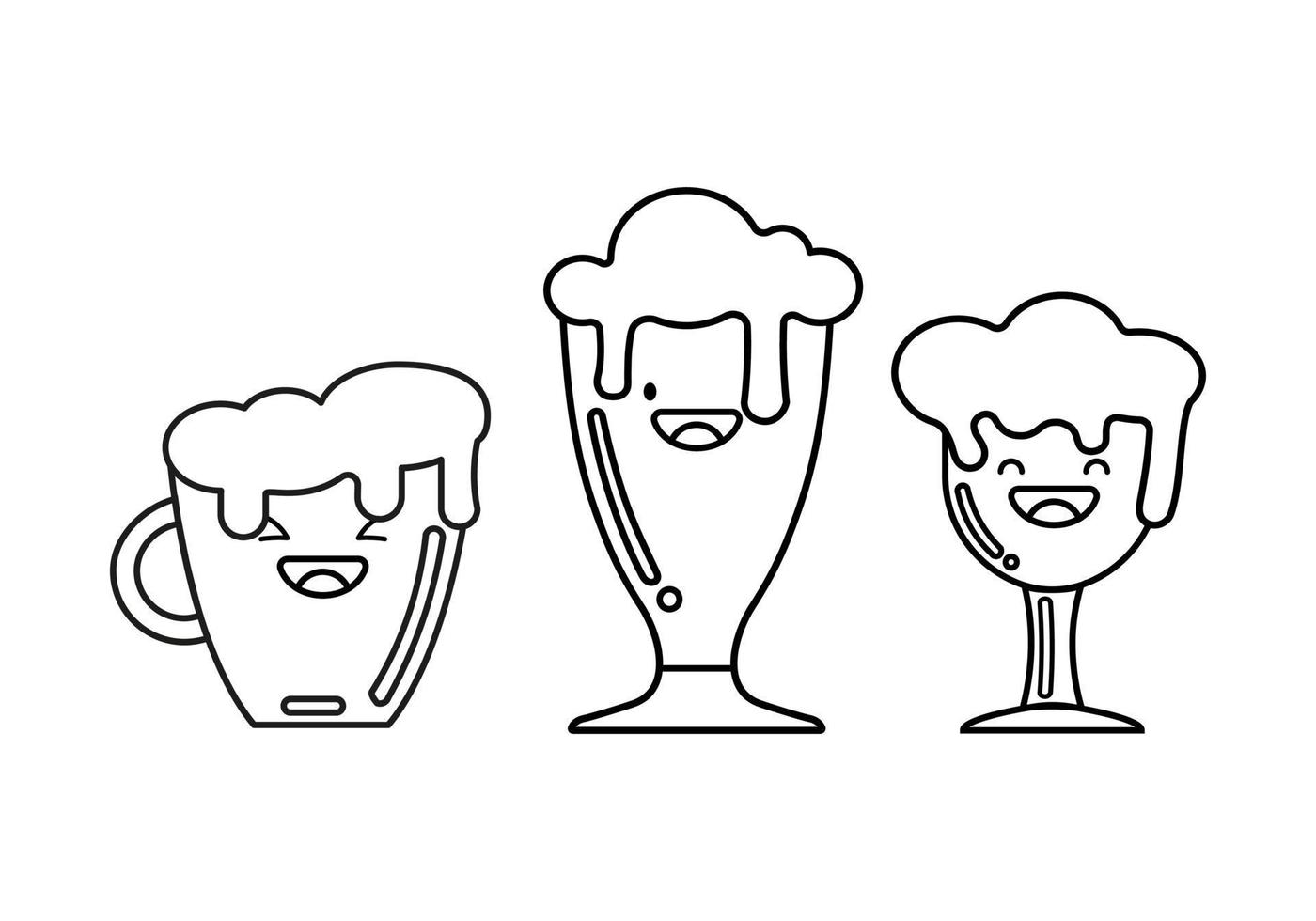 fofa Cerveja óculos e caneca ícone isolado em branco fundo. Cerveja símbolo. vetor Projeto ilustração. kawaii esboço estilo.