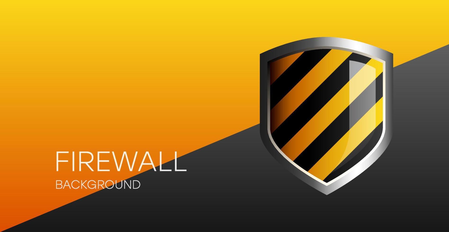 firewall em uma amarelo-preto fundo. moderno digital proteção tecnologias. rede bandeira conceito. adorável 3d vetor ilustração.