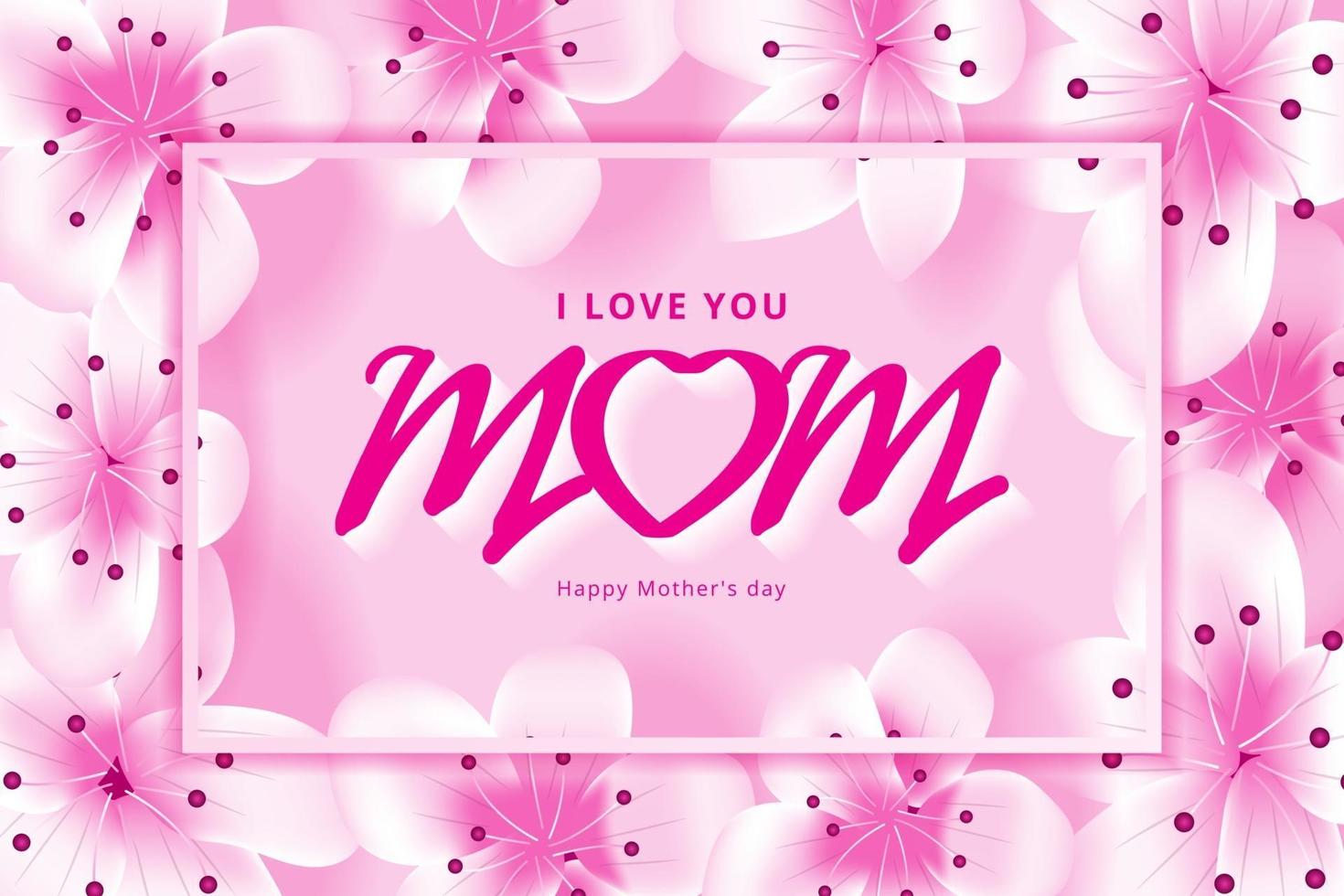 banner feliz dia das mães com flores cor de rosa vetor