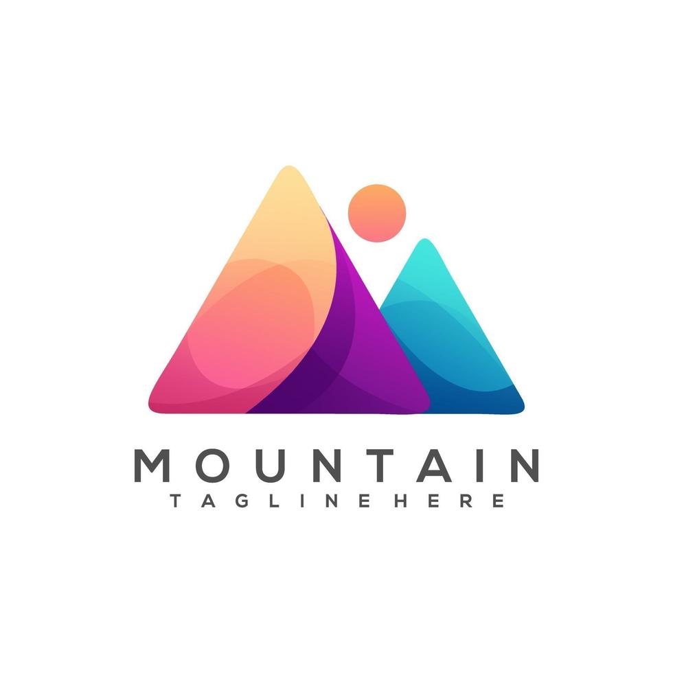 ilustração do logotipo, paisagem colorida da montanha vetor