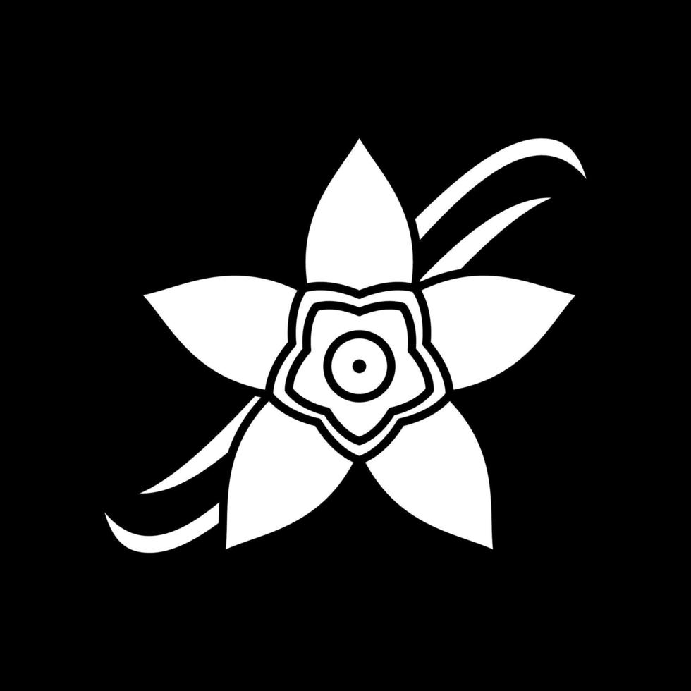 ícone de glifo do modo escuro de flor de baunilha vetor