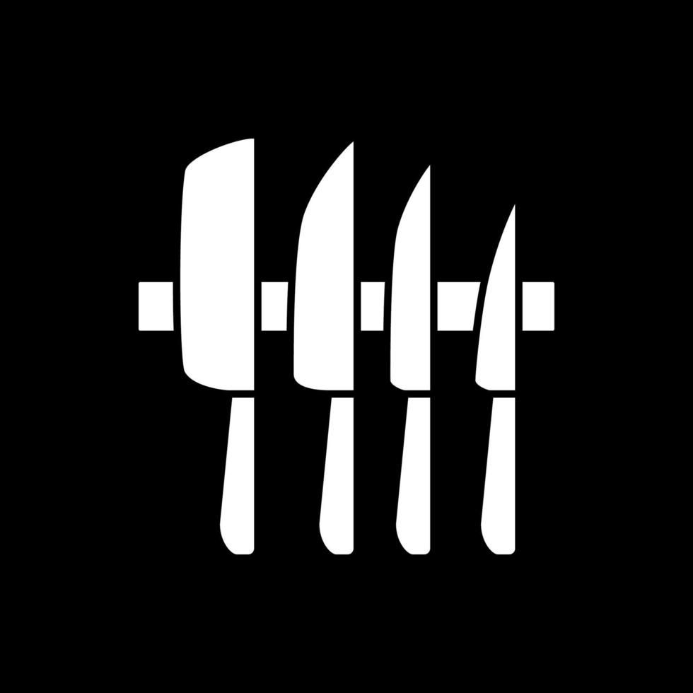 ícone de glifo de modo escuro de rack de faca vetor