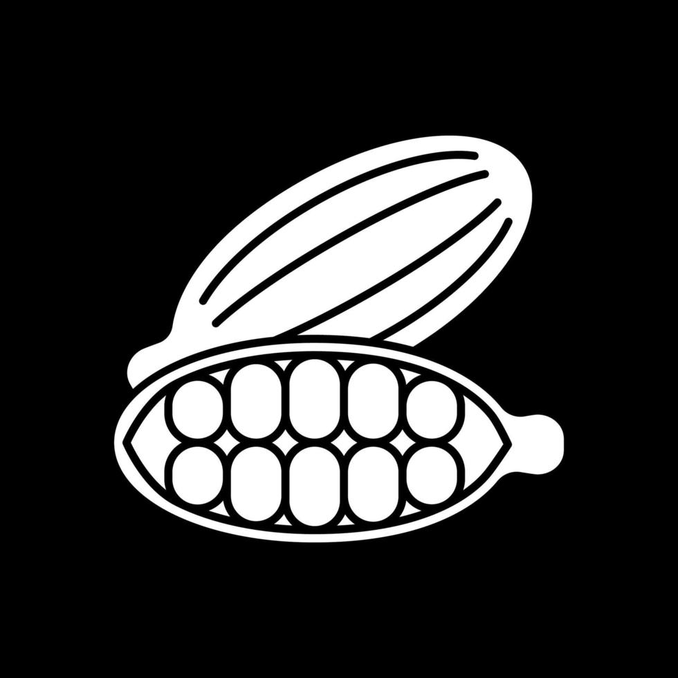 ícone de glifo de modo escuro de grãos de cacau vetor