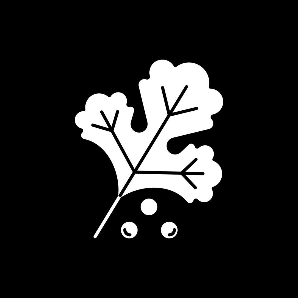 ícone de glifo do modo escuro da folha da planta vetor