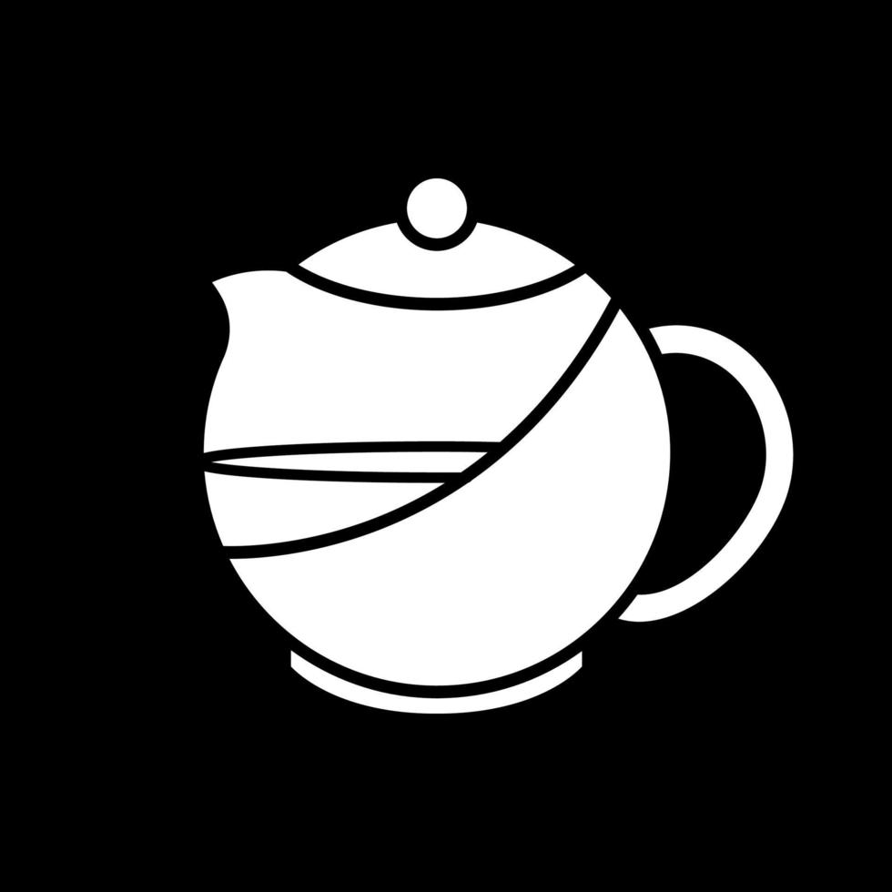 chaleira com ícone de glifo de modo escuro de chá vetor