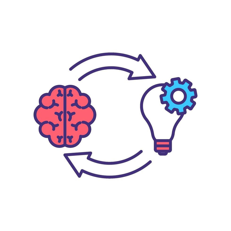 ícone de cor de desenvolvimento da mentalidade de crescimento vetor
