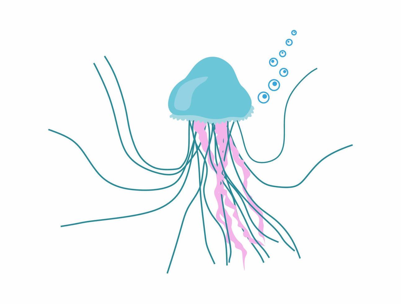 luz azul medusa vetor ilustração mar criatura lindo com plano estilo em branco fundo isolado.