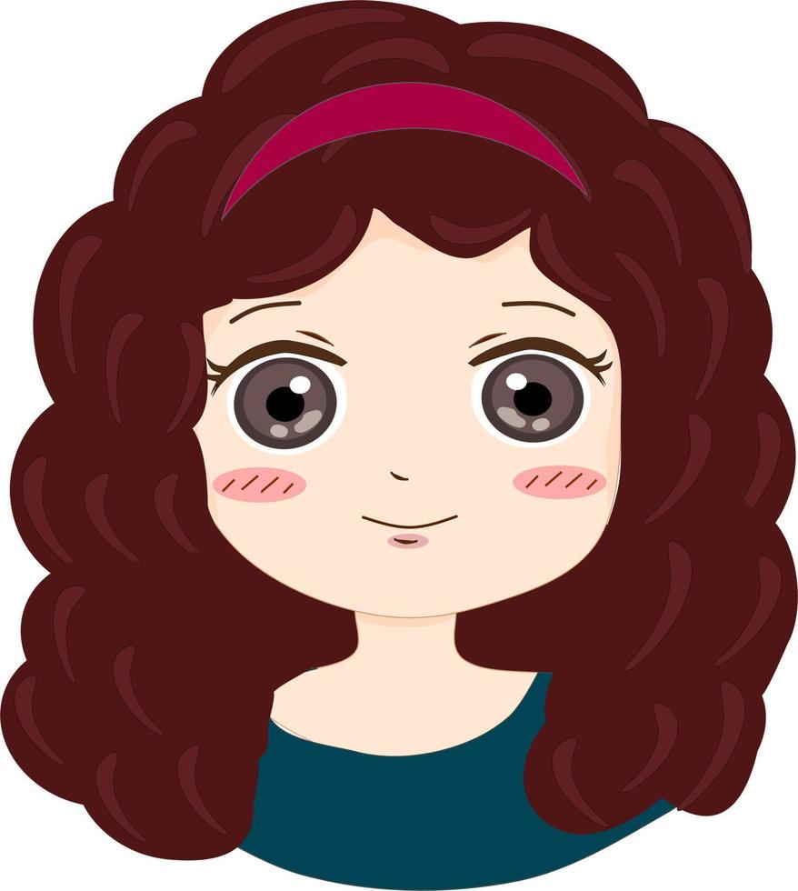 feliz sorridente jovem menina encaracolado grandes cabelo. plano avatar personagem ilustração. vetor isolado em branco fundo. livre vetor.