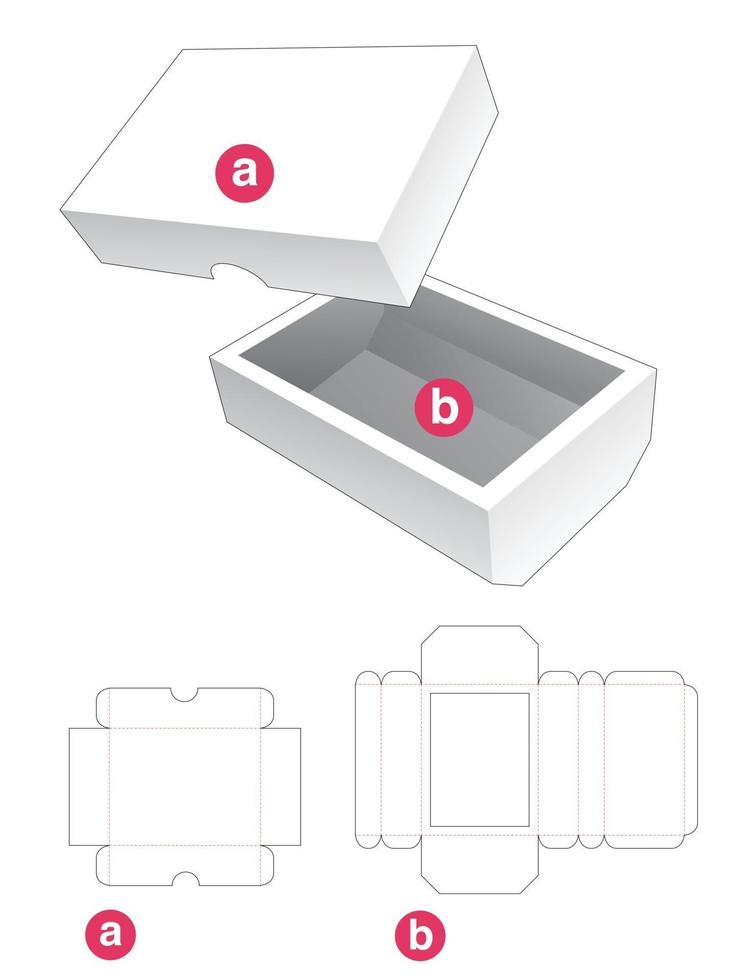 caixa chanfrada inferior com molde de tampa cortada vetor