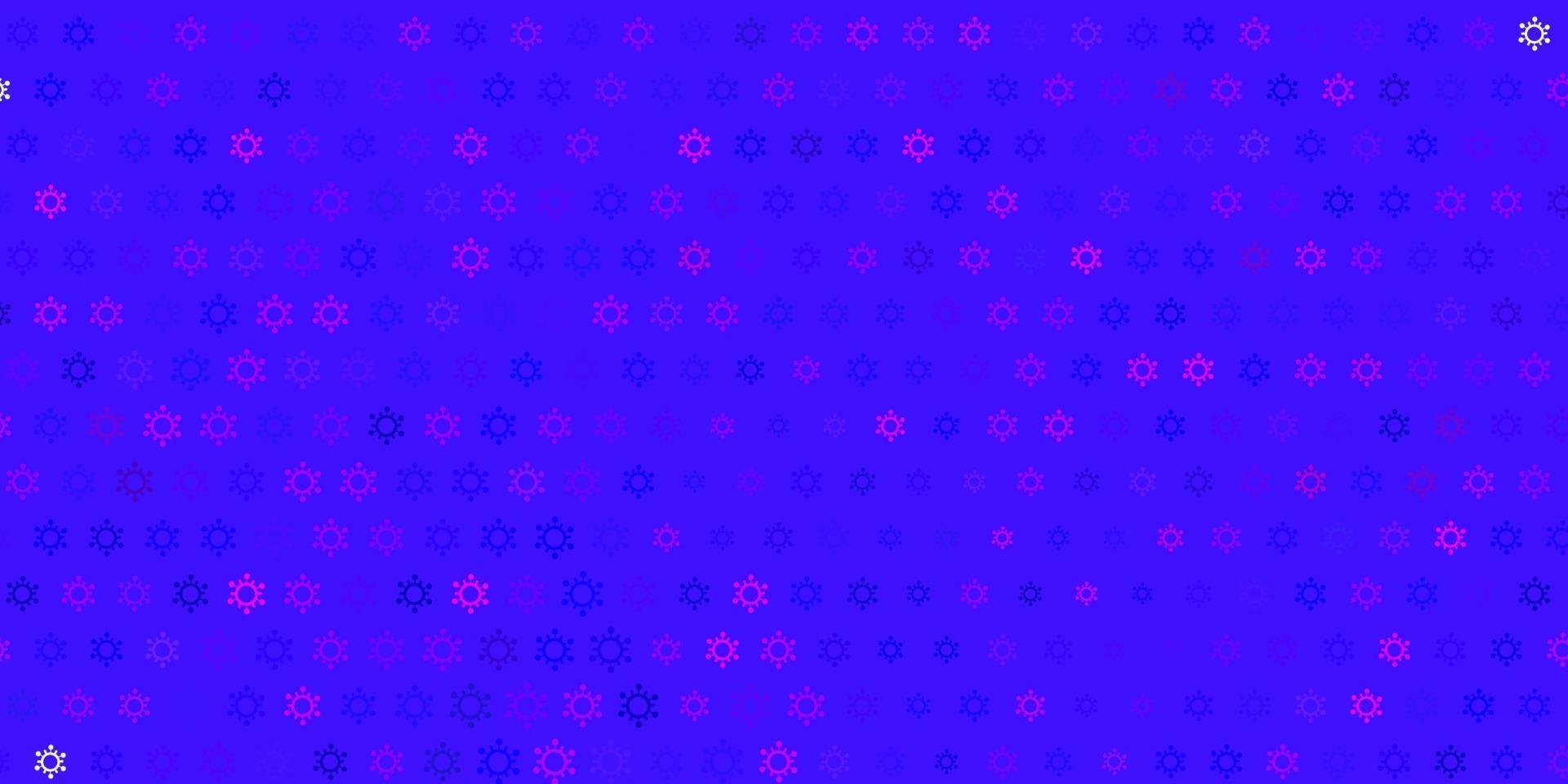 padrão de vetor rosa escuro, azul com elementos de coronavírus.