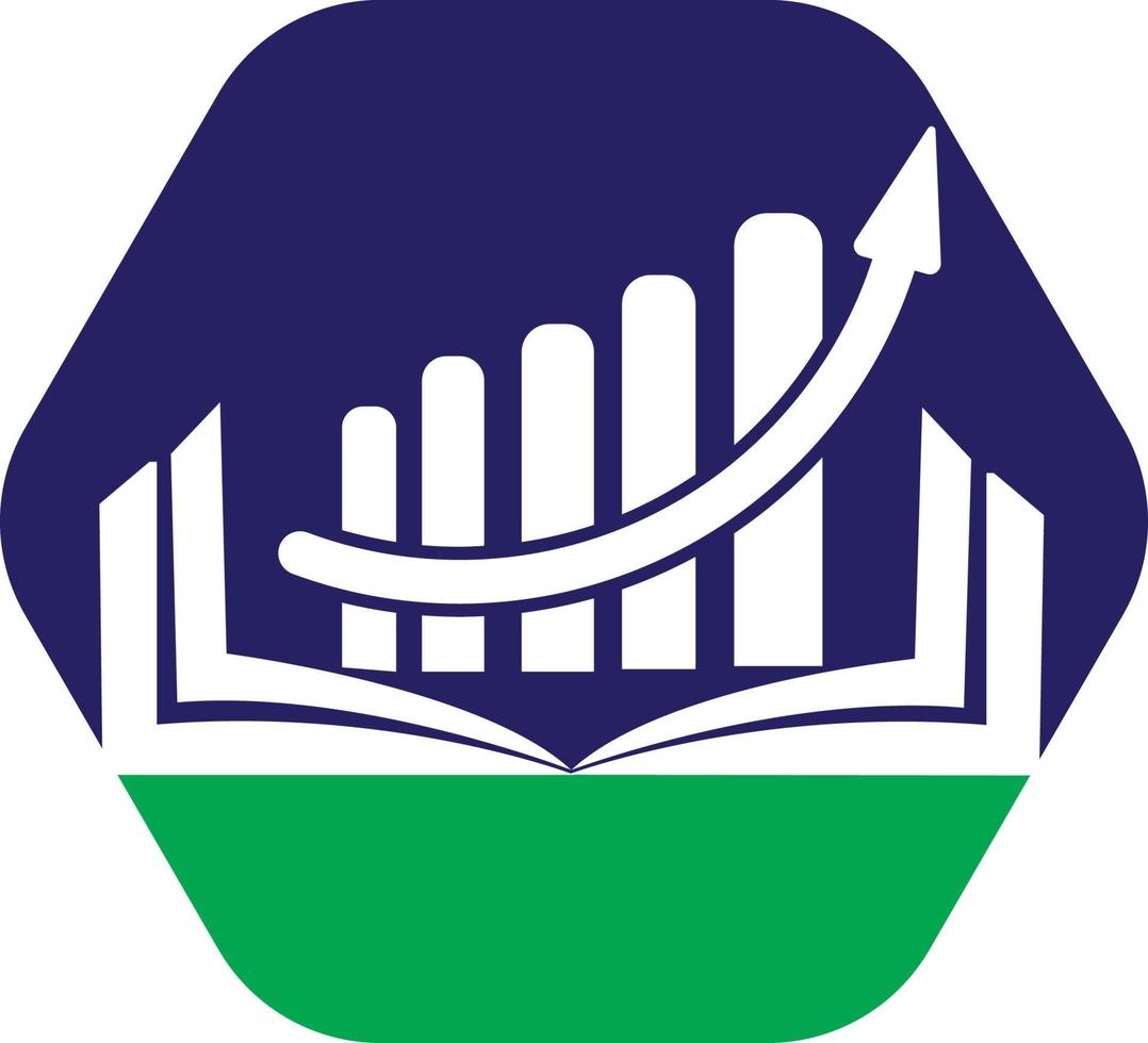 design de logotipo de livro de finanças. design de logotipo de educação de crescimento de negócios. vetor